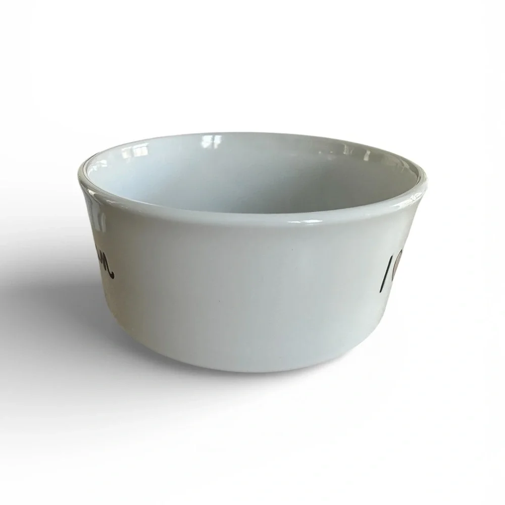 Eccolo Dayna Lee collection I love my human ceramic pet food dish NWOT